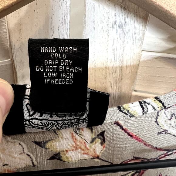 ANGIE Women's Sm Open Front Kimono Top Floral Ruffle Tim Taupe Coral Oversized - Picture 12 of 16